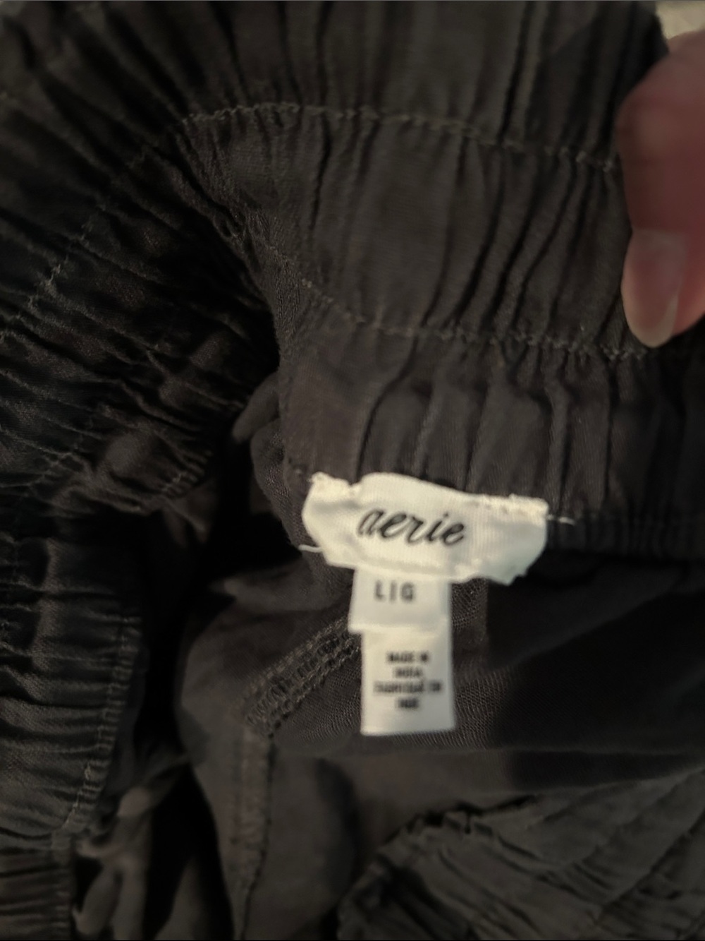 aerie Black High-Waist Smocked Shorts - Picture 3 of 3